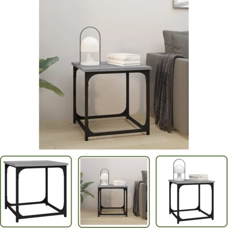 The Living Store Table d'appoint Sonoma gris 40x40x40 cm Bois d'ingénierie - Table Basse - Meuble Industriel - Table D'appoint - Design Moderne - Table Ronde