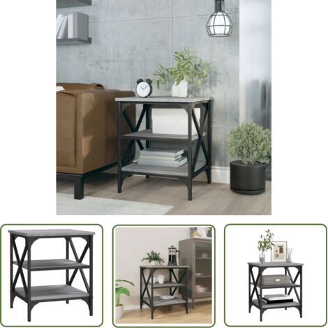 The Living Store Table d'appoint Sonoma gris 40x42x50 cm Bois d'ingénierie - Table D'appoint - Table Basse - Meuble Industriel - Table Design - Rangement Intérieur