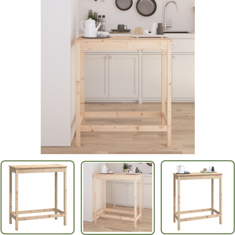 The Living Store - Table de bar 100x50x110 cm bois massif de pin - Table Basse - Table Bistro - Table De Bar - Table En Bois - Table Design