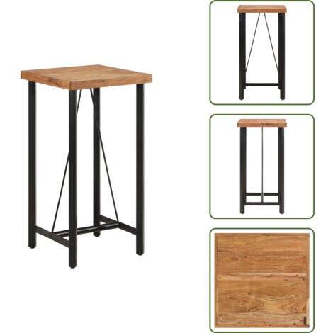 The Living Store Table de bar 55x55x107 cm bois massif d'acacia et fer - Table De Bar - Table Bistro - Table Acacia - Table Design - Meubles De Jardin
