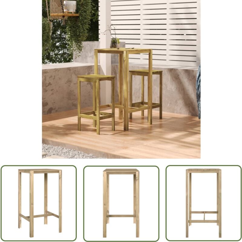 The Living Store Table de bar 60x60x110 cm Bois de pin imprégné - Table De Jardin - Table De Bar - Mobilier De Jardin - Table En Bois - Table
