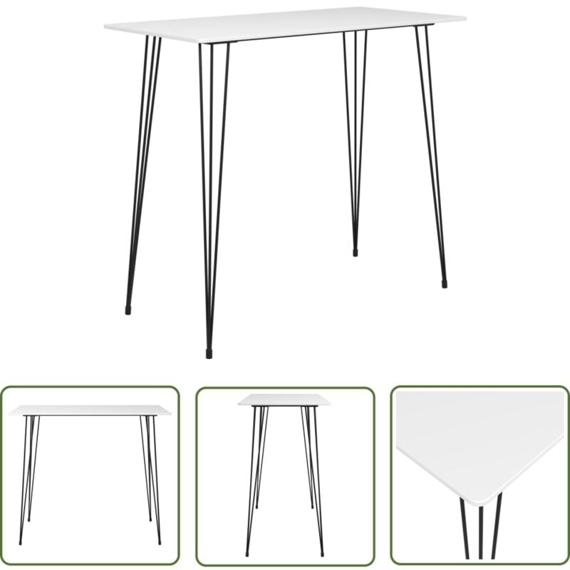 The Living Store - Table de bar Blanc 120x60x105 cm - Table De Bar - Table Haute - Table Bistrot - Meuble Design - Table Blanche