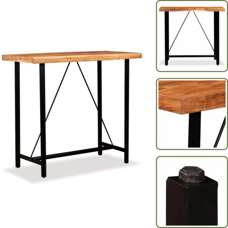 The Living Store Table de bar Bois massif d'acacia 120x60x107 cm - Bois d'acacia