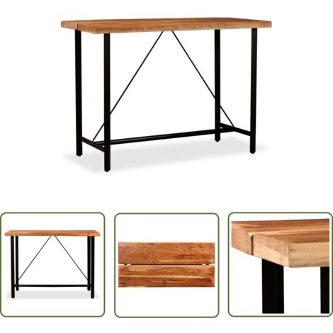 The Living Store Table de bar Bois massif d'Acacia 150x70x107 cm - Table De Bar - Table Industrielle - Table Acacia - Meubles De Salle À Manger - Mobilier Design