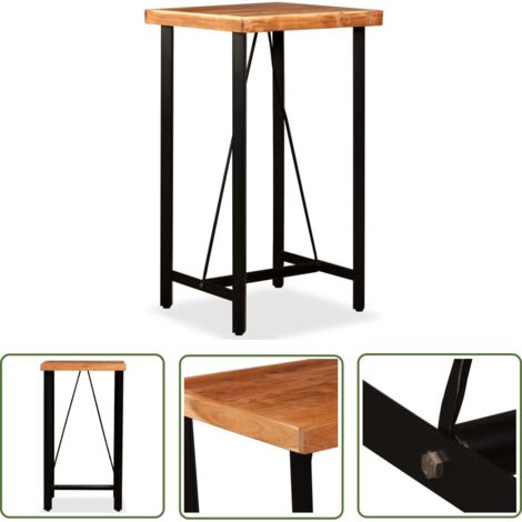 The Living Store Table de bar Bois massif d'acacia 60x60x107 cm - Table De Bar - Table Industrielle - Table Acacia - Meubles De Salle À Manger - Mobilier Design