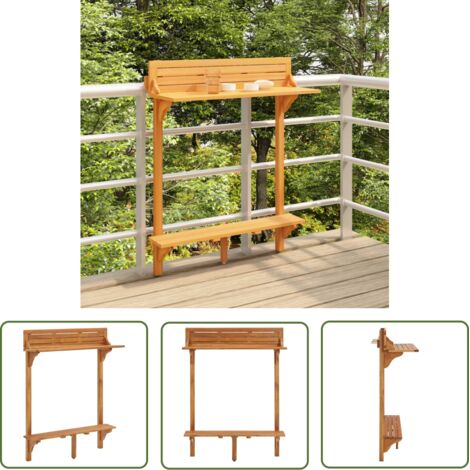 The Living Store Table de bar de balcon 90x37x122,5 cm Bois d'acacia massif - Table De Bar - Table Extérieure - Table De Balcon - Table Acacia - Mobilier De Jardin