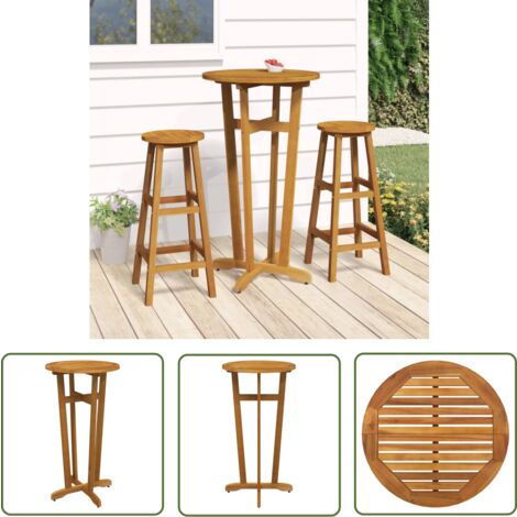The Living Store Table de bar de jardin Ø60x105 cm Bois d'acacia solide - Table De Bar - Table De Jardin - Acacia - Meubles De Jardin - Table Bistro