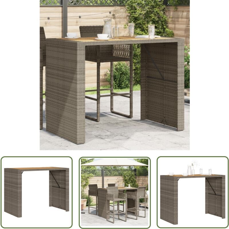 Table de bar de jardin et dessus en bois acacia résine tressée - Table De Jardin - Table Bar - Mobilier De Jardin - Table Extérieure - Table Patio