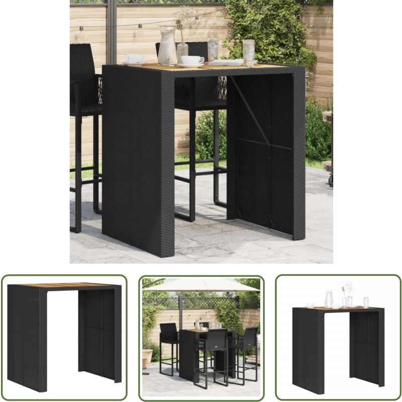 The Living Store - Table de bar de jardin et dessus en bois acacia résine tressée - Table De Jardin - Table Bar - Mobilier De Jardin - Table