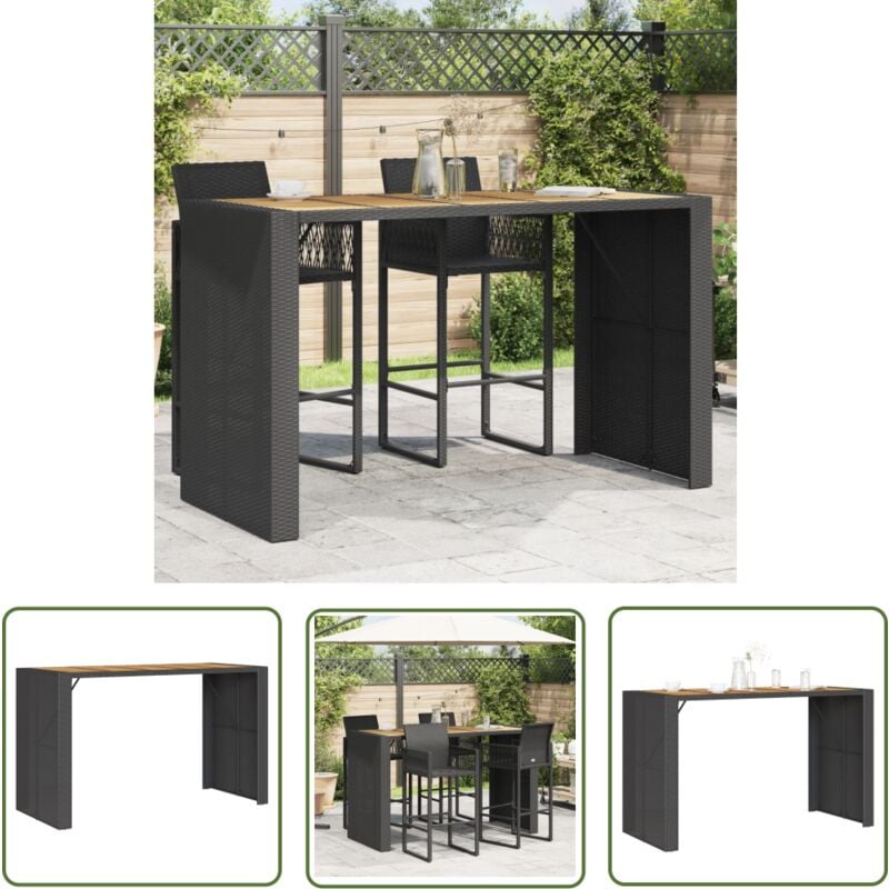 Table de bar de jardin et dessus en bois acacia résine tressée - Table De Jardin - Table De Bar - Mobilier De Jardin - Table Extérieure - Table Patio