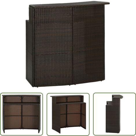 The Living Store Table de bar de jardin Marron 120x55x110 cm Résine tressée - Table De Bar - Table De Jardin - Table Extérieure - Mobilier De Jardin - Résine Tressée