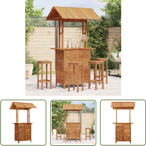 The Living Store Table de bar d'extérieur avec toit 113x106x217 cm Bois d'acacia - Table De Jardin - Table D'extérieur - Mobilier De Jardin - Acacia - Table Avec Toit