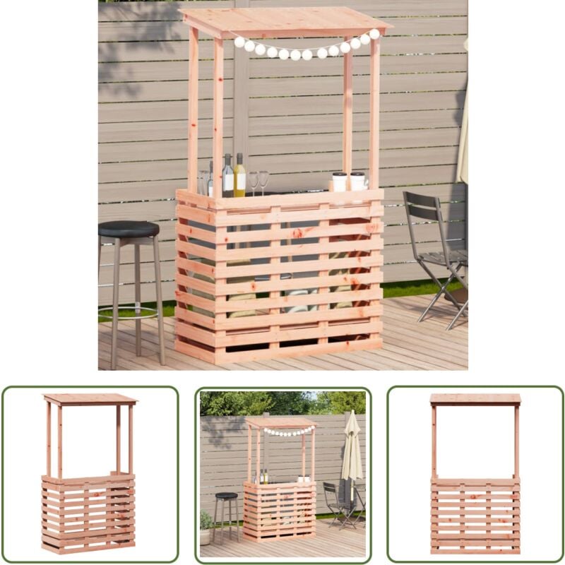 Table de bar d'extérieur et toit 112,5x57x195,5 cm bois massif - Table De Bar Extérieur - Table De Jardin - Mobilier De Jardin - Table Patio