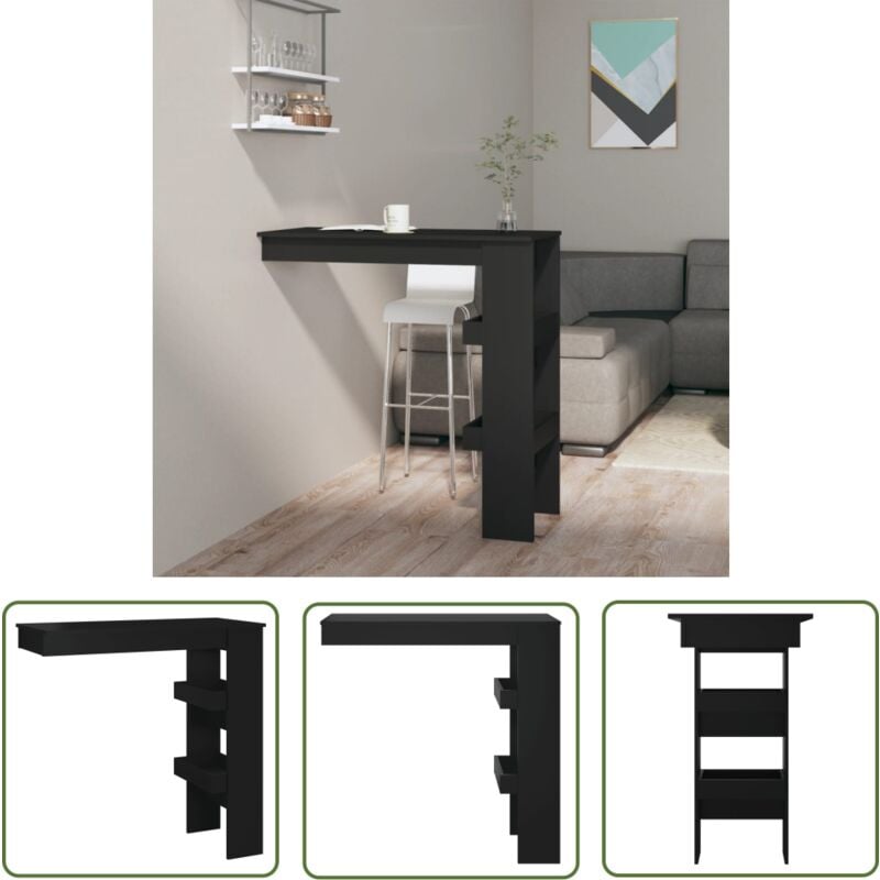 The Living Store - Table de bar murale Noir 102x45x103,5 cm Bois d'ingénierie - Table De Bar Murale - Table De Bar Design - Table De Bar Élégante