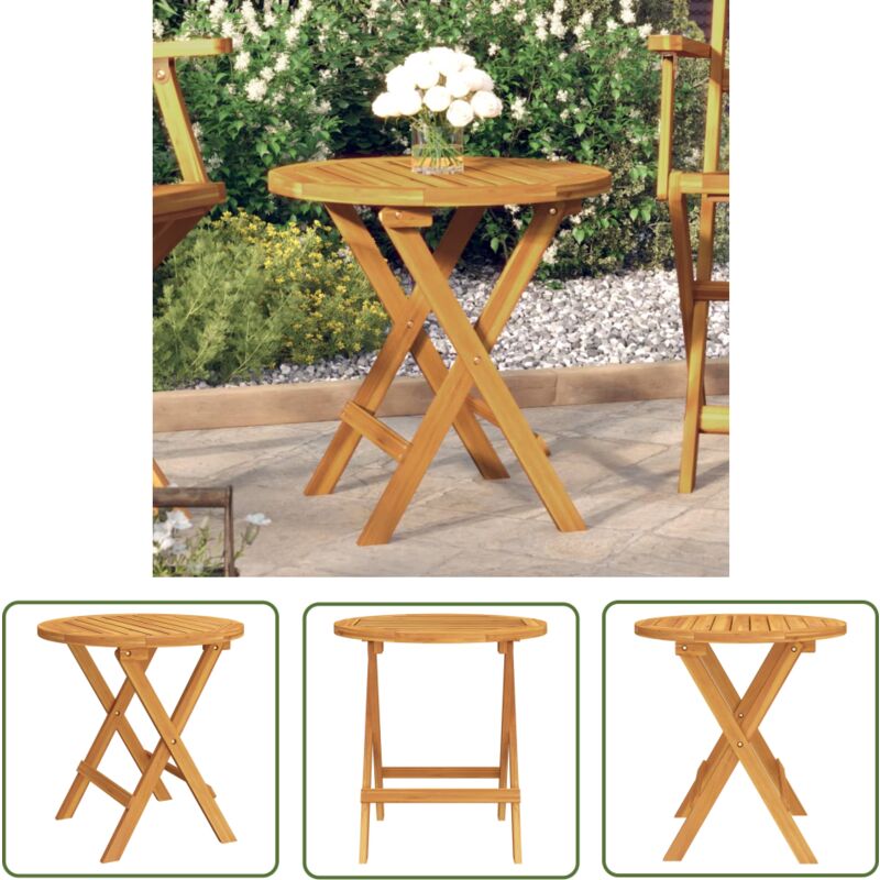 The Living Store - Table de bistro Ø46x47 cm Bois d'acacia massif - Table De Jardin - Table Bistrot - Table Ronde - Acacia Massif - Mobilier De Jardin