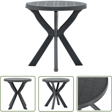 The Living Store Table de bistro Anthracite Ø70 cm Plastique - Table De Jardin - Table Bistrot - Mobilier De Jardin - Table Extérieure - Table Résistante Aux Intempéries
