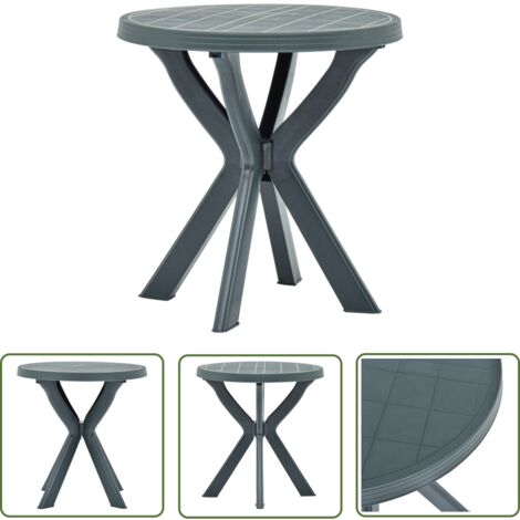 The Living Store Table de bistro Blanc Ø70 cm Plastique - Table De Jardin - Table Bistrot - Mobilier De Jardin - Table Extérieure - Table Ronde