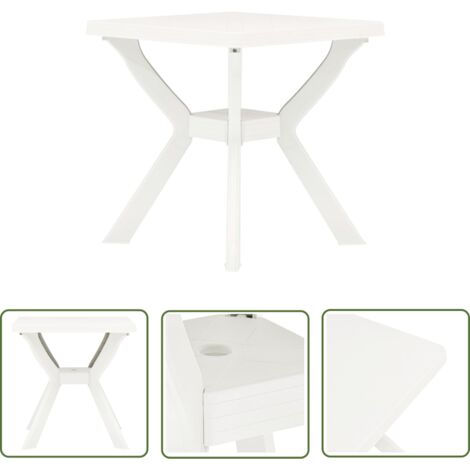The Living Store Table de bistro Blanc 70x70x72 cm Plastique - Table De Jardin - Table Bistrot - Table Extérieure - Mobilier De Jardin - Table Blanche