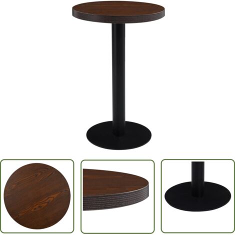 The Living Store Table de bistro Marron foncé 50 cm MDF - Table Bistro - Table Ronde - Table Pour Deux - Mobilier Extérieur - Décoration Intérieure