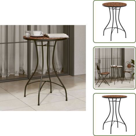 The Living Store Table de bistro mosaïque terre cuite Ø50x70 cm céramique - Table De Bistro - Table Extérieure - Table Mosaïque - Mobilier De Jardin - Décoration De Terrasse