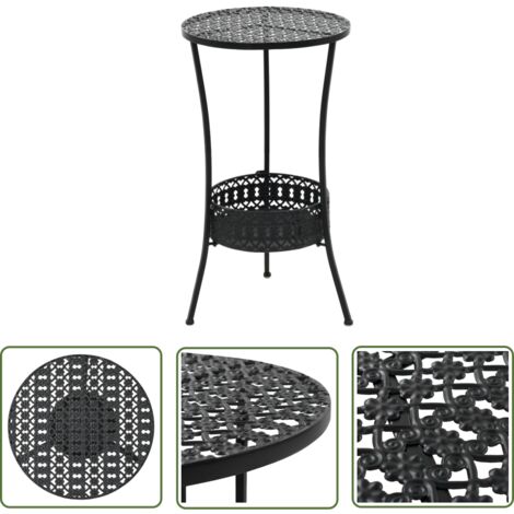 The Living Store Table de bistro Noir 40x70 cm Métal - Table De Bistro - Table Extérieure - Mobilier De Jardin - Table Ronde - Style Vintage