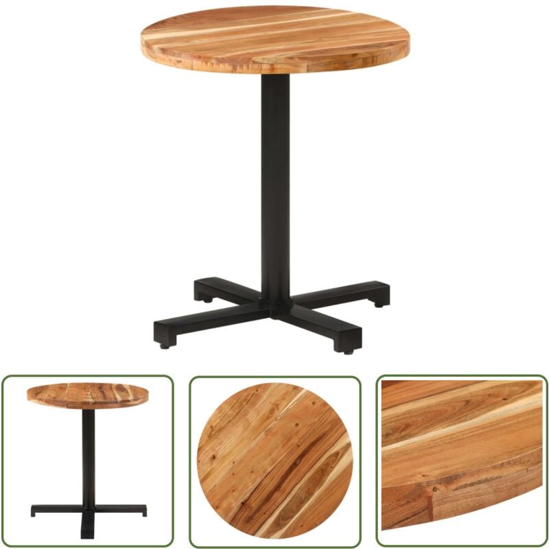 Devenirriche - The Living Store Table de bistro Ronde Ø70x75 cm Bois d'acacia massif - Table Bistro - Table Ronde - Table Acacia - Meubles Extérieur