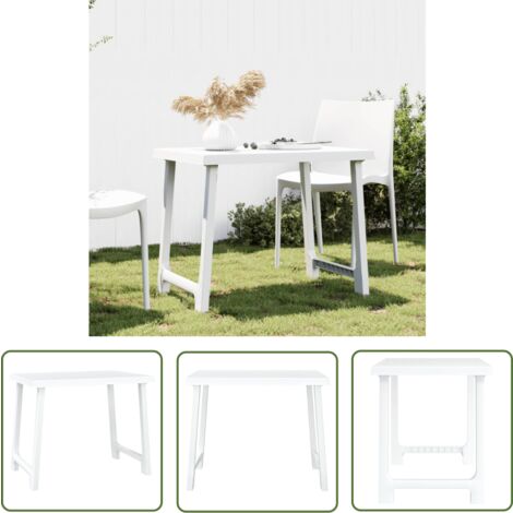 The Living Store Table de camping blanc 79x56x64 cm PP aspect de bois - Table De Camping - Table De Jardin - Mobilier De Jardin - Table Pliante - Table Extérieure