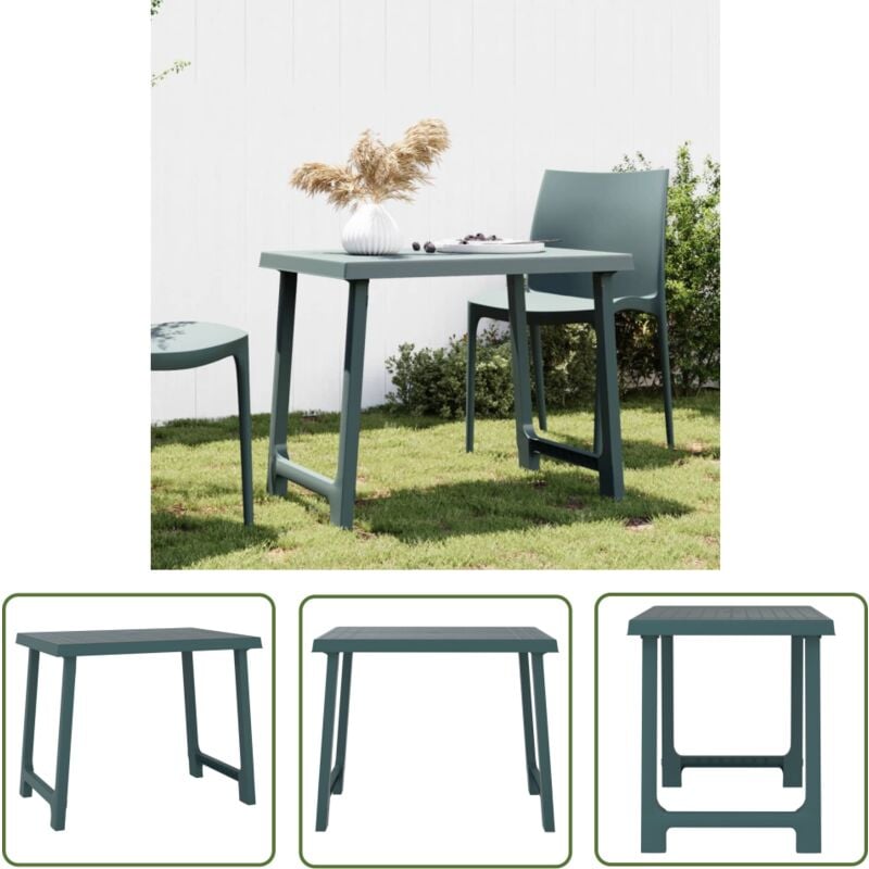 The Living Store - Table de camping vert 79x56x64 cm pp aspect de bois - Table De Jardin - Table Pliante - Table De Pique-nique - Mobilier De Jardin