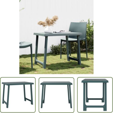 The Living Store Table de camping vert 79x56x64 cm PP aspect de bois - Table De Jardin - Table Pliante - Table De Pique-nique - Mobilier De Jardin - Table Extérieure
