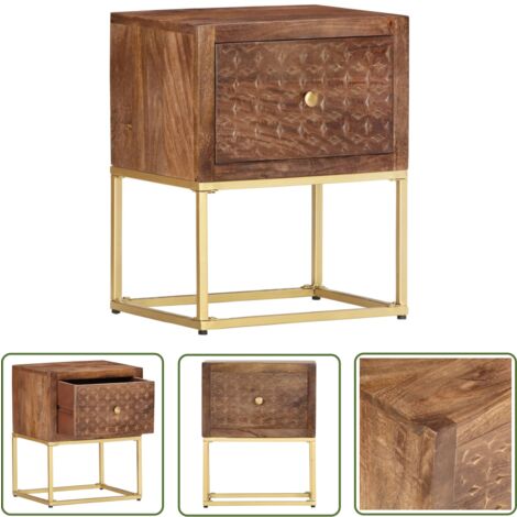 The Living Store Table de chevet 40 x 30 x 50 cm Bois de manguier massif - Table De Chevet - Commode - Mobilier Chambre - Meuble Rangement - Design Vintage