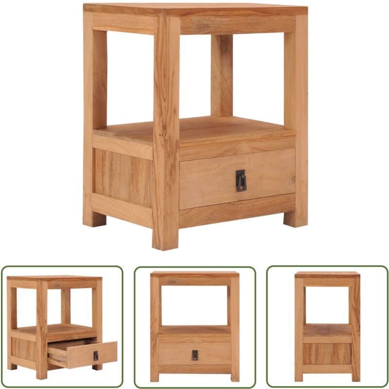 The Living Store - Table de chevet 40x30x50 cm bois de teck massif - Table De Chevet - Meuble De Chambre - Table De Nuit - Bois De Teck - Design