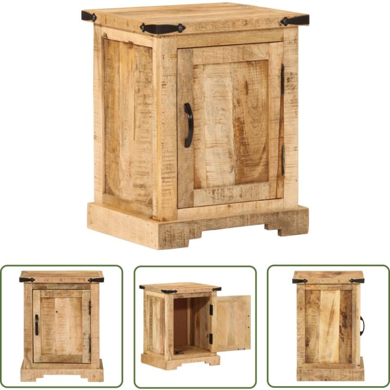 The Living Store - Table de chevet 40x35x50 cm bois de manguier massif - Table De Chevet - Meuble De Chambre - Table Nuit - Bois De Manguier