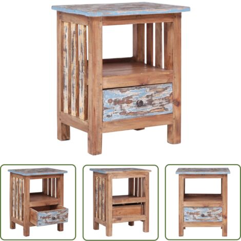 The Living Store Table de chevet 41x30x50 cm bois d'acajou massif - Table De Chevet - Meuble De Chevet - Table Nuit - Commode - Rangement