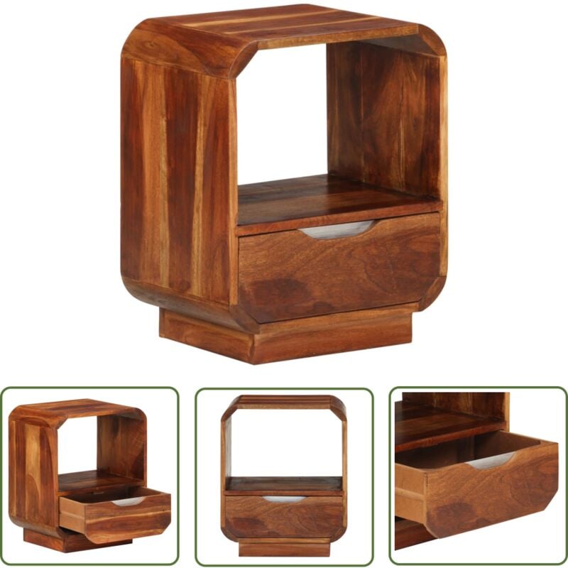 Table de chevet avec tiroir Bois massif 40x30x50 cm - Table De Chevet - Meubles De Chambre - Table Nuit - Rangement Petit Objet - Bois Massif - The