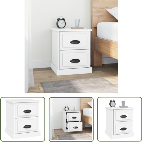 The Living Store Table de chevet blanc 39x39x47,5 cm bois d’ingénierie - Table De Chevet - Table Nuit - Meubles De Chambre - Armoire De Chevet - Commode