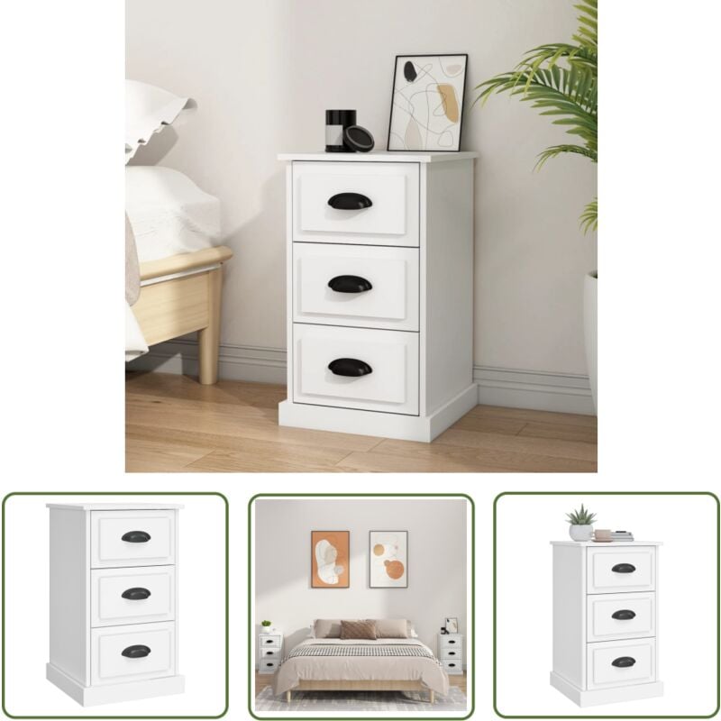 The Living Store Table de chevet blanc 39x39x67 cm bois d'ingénierie - Table De Chevet - Table Nuit - Commode - Meuble De Chambre - Mobilier Design
