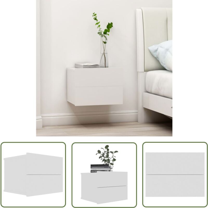 The Living Store - Table de chevet Blanc 40x30x30 cm Bois d'ingénierie - Table De Chevet - Meuble De Chambre - Commode - Armoire De Chevet - Table