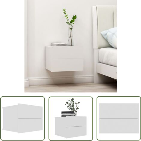 The Living Store Table de chevet Blanc 40x30x30 cm Bois d'ingénierie - Table De Chevet - Meuble De Chambre - Commode - Armoire De Chevet - Table Nuit