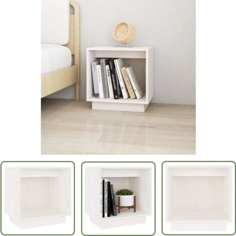 The Living Store Table de chevet Blanc 40x30x40 cm Bois de pin solide - Table De Chevet - Meuble De Chambre - Armoire De Chevet - Table D'appoint - Bois De Pin