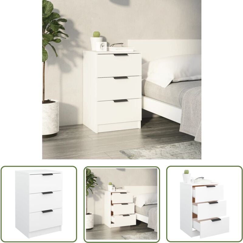 Table de chevet Blanc 40x36x65 cm - Table De Chevet - Meuble De Chambre - Table Nuit - Commode - Design Moderne - The Living Store
