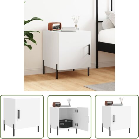The Living Store Table de chevet blanc 40x40x50 cm bois d’ingénierie - Table De Chevet - Meuble De Chambre - Armoire De Chevet - Commode - Design Moderne