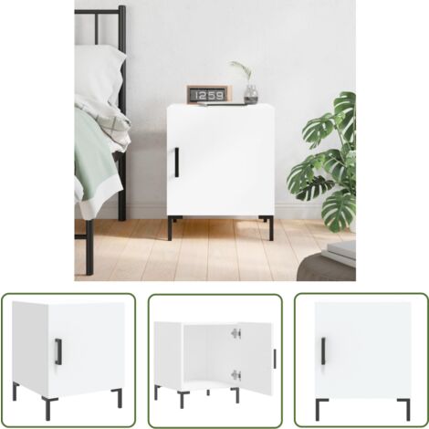 The Living Store Table de chevet blanc 40x40x50 cm bois d’ingénierie - Table De Chevet - Meuble De Chambre - Armoire De Chevet - Commode - Design Moderne