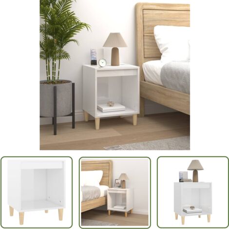 The Living Store Table de chevet Blanc brillant 40x35x50 cm Bois d’ingénierie - Table De Chevet - Meuble De Chambre - Commode - Armoire Latérale - Mobilier Moderne