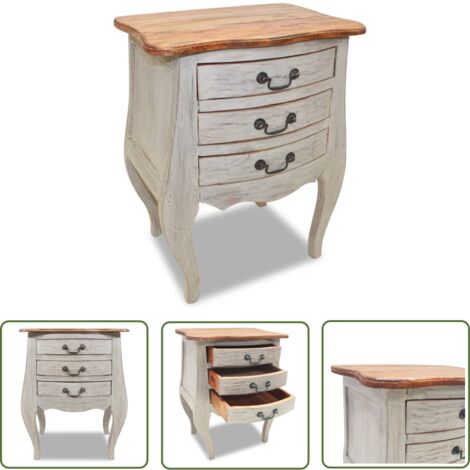 The Living Store Table de chevet bois d'acajou massif 48x35x64 cm - Table De Chevet - Table De Nuit - Meubles De Chambre - Mobilier Vintage - Table En Acajou