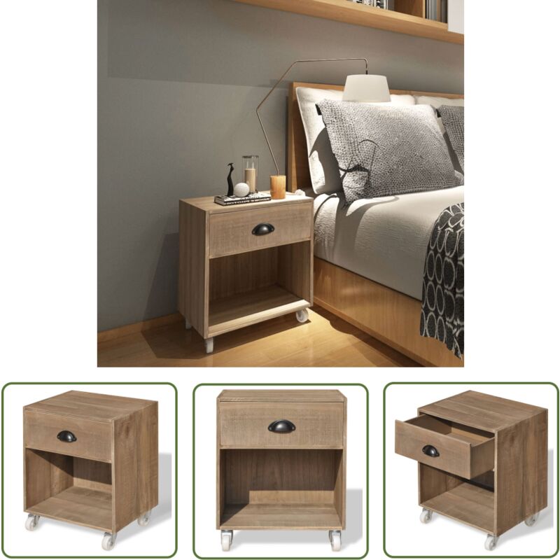 Table de chevet marron bois massif - Table De Chevet - Meuble De Chambre - Table Nuit - Commode - Table Basse - The Living Store