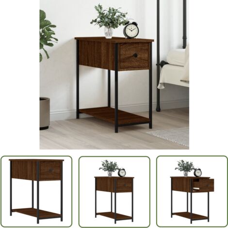 The Living Store Table de chevet chêne marron 30x60x60 cm bois d'ingénierie - Table De Chevet - Commode - Meuble De Chambre - Armoire De Chevet - Décoration Intérieure
