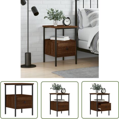 The Living Store Table de chevet chêne marron 34x36x50 cm bois d'ingénierie - Table De Chevet - Meuble De Chambre - Commode - Armoire De Chevet - Table D'appoint