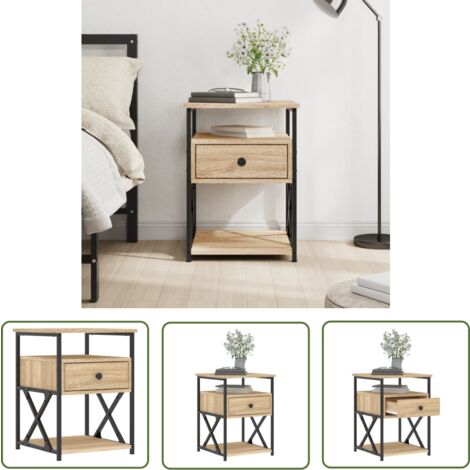 The Living Store Table de chevet chêne sonoma 40x42x55 cm bois d'ingénierie - Table De Chevet - Commode - Meuble De Chambre - Armoire De Chevet - Décoration Intérieure