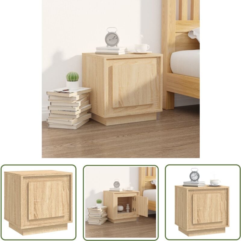 The Living Store - Table de chevet chêne sonoma 44x35x45 cm bois d'ingénierie - Table De Chevet - Meubles De Chambre - Armoire De Chevet - Commode