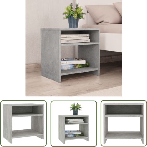 The Living Store Table de chevet Gris béton 40x30x40 cm Bois d'ingénierie - Table De Chevet - Meuble De Chambre - Table Nuit - Commode - Rangement